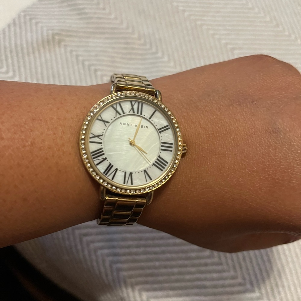 Anne Klein Gold Watch with Roman Numerals